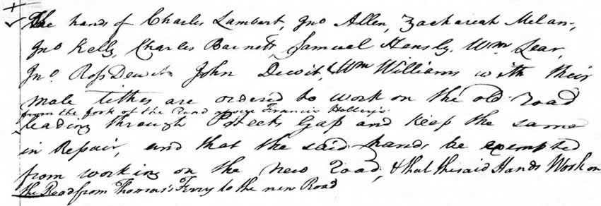 Zach Milam & John Kelly Road Order 25 MAY 1771